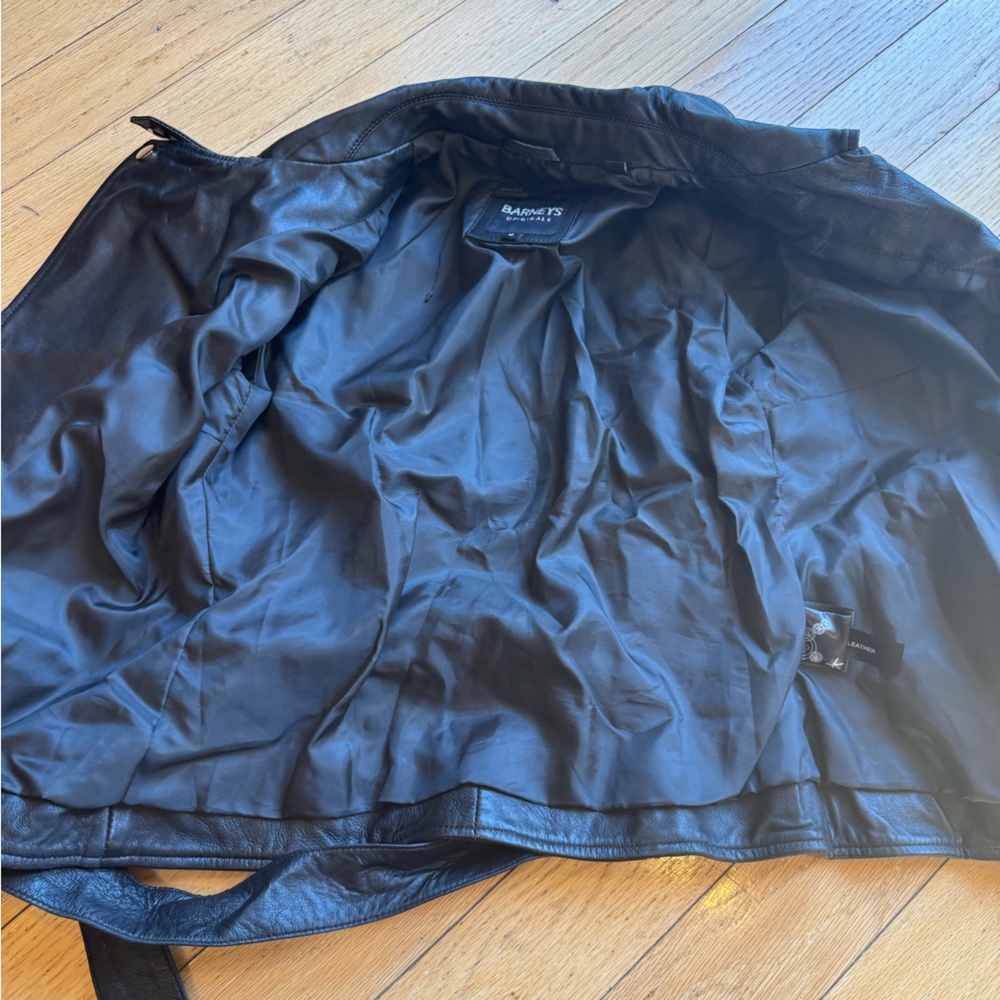 BARNEYS Originals -  Black Leather Jacket (Size 8) - Picture 3 of 5